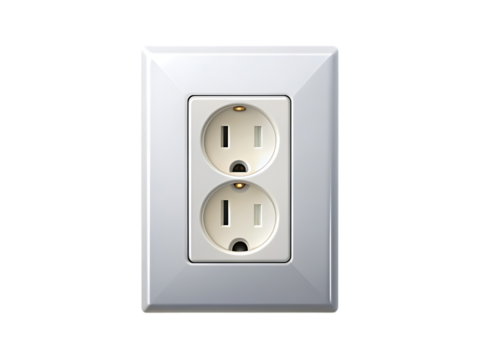 Double Electrical Outlet:  Close-up of a Standard US Power Receptacle