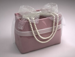 Pink gift bag with pearls