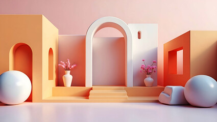 3D illustration of abstract minimal architecture