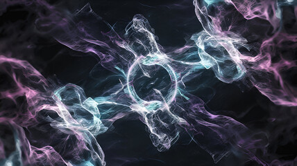 A high-resolution visual of quantum computing with ethereal glowing particles forming complex data structures.