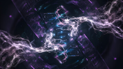 A high-resolution visual of quantum computing with ethereal glowing particles forming complex data structures.