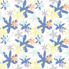 Playful abstract daisies on white background. Energetic and modern pattern perfect for wrapping paper, activewear, and interiors.