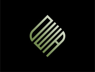 geometric logo with Letter W or E and A , nature green concept