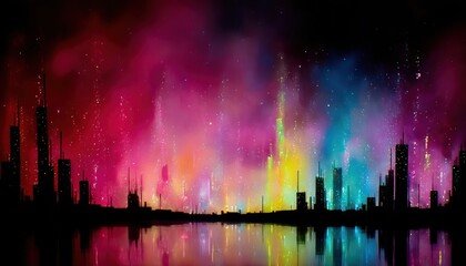 Colorful cityscape at night