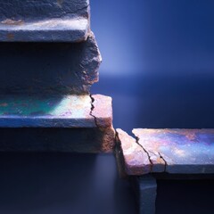 Rusty metal beams fractured