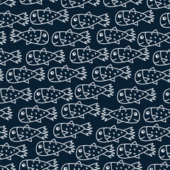 Seamless pattern with shoals of fish. Print for textile, covers, surface. For fashion fabric. Sea life pattern