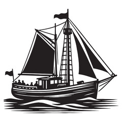 Under Sail Boat silhouette with soft edges – Boat illustration – Minimalist Boat vector – Vehicle silhouette

