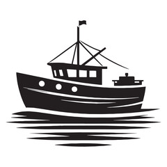 Small Vessel Boat silhouette design – Boat illustration – Minimalist Boat vector – Vehicle silhouette

