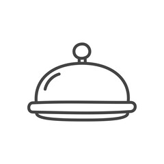 Cute serving dish icon. Monochrome hand drawn illustration of a cloche on white background. Vector 10 EPS.
