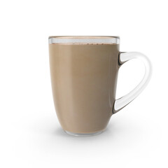Large Glass Coffee Cup with Milk Isolated on Transparent Background