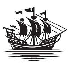 Classic Rowing Boat silhouette with clean lines – Boat illustration – Minimalist Boat vector – Vehicle silhouette

