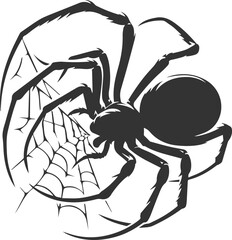 Vector art of a spider animal silhouette drawing