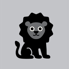 Cute vector lion with big eyes, simple design, great for kids' projects and decor.