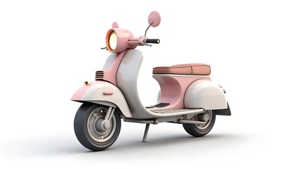 Obraz premium Isolated Light Pink and White Scooter Stationary on White