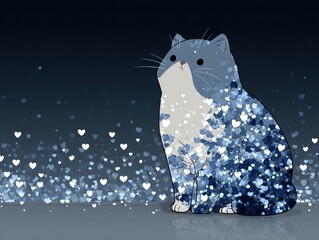 Cute cat with hearts