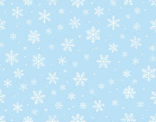 Soft blue background with white snowflakes creating serene winter pattern