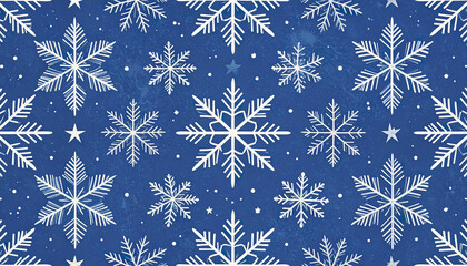 Elegant snowflake and star pattern on frosty blue background, creating winter wonderland feel