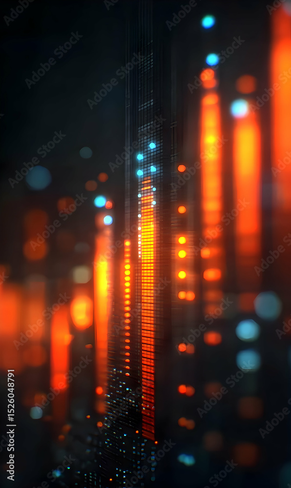 Poster abstract data stream visualization showing dynamic digital information transfer and network communic