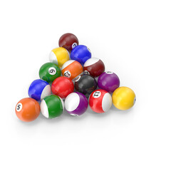 Colorful Billiard Balls Set Isolated on Transparent Background