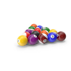 Colorful Billiard Balls Set Isolated on Transparent Background