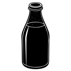 Clean Milk Bottle Icon in Silhouette Vector on Clear Background