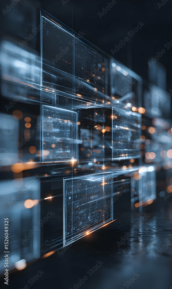 Poster abstract futuristic technology display representing digital data flow and information transfer acros