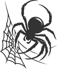 Vector art of a spider animal silhouette drawing