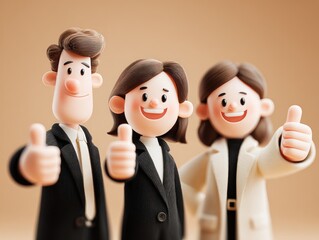 Cartoon business team giving thumbs up