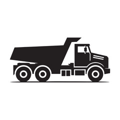 Efficient Dump Truck silhouette with bold shape – Dump Truck illustration – Minimalist Dump Truck vector – Vehicle silhouette

