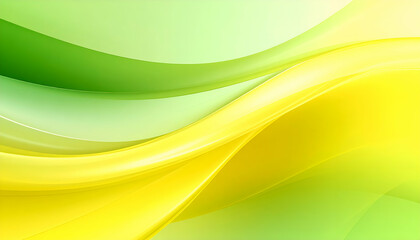 Obraz premium Abstract waves in green and yellow hues create a smooth, calming design.