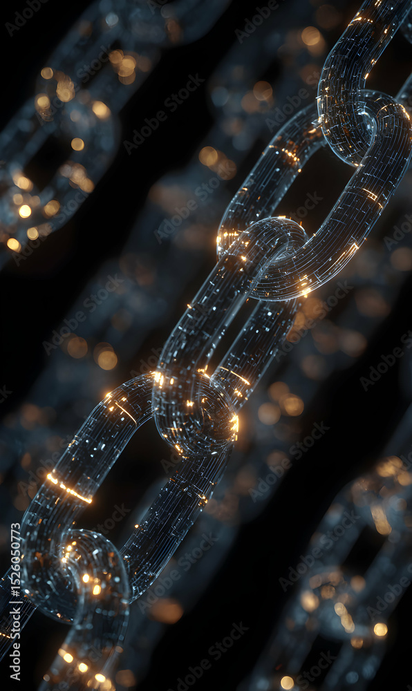 Poster digital chain concept representing blockchain technology innovation and secure connections linking n