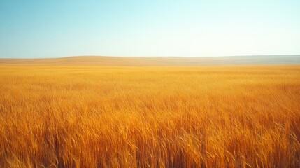Obraz premium Golden Wheat Field Under a Clear Sky