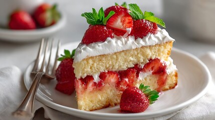 Strawberry Shortcake with Fresh Cream and Berries