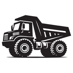 Hauling Dump Truck silhouette with flat edges – Dump Truck illustration – Minimalist Dump Truck vector – Vehicle silhouette


