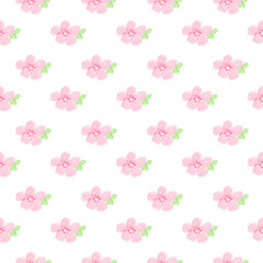 Watercolor Coquette Pink Flower Seamless Pattern Background Illustration