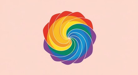 Obraz premium Swirling Rainbow Pride Design on Textured Pink Background, Abstr