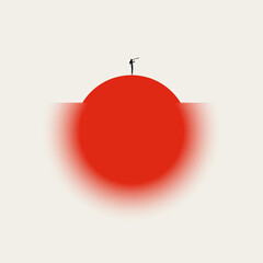 Business visionary and leader vector concept. Symbol of ambition, motivation, career success. Minimal design eps10 illustration.