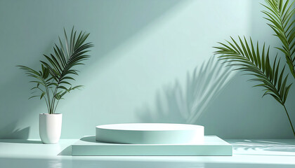 serene product display with light cyan backdrop, featuring minimal props and natural light