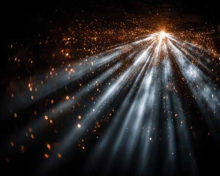 Abstract light rays on dark background
