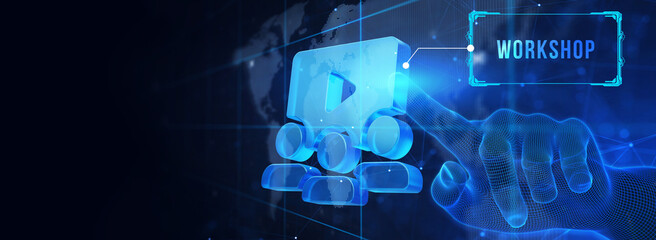 Business, Technology, Internet and network concept. Webinar e-learning. Training concept. 3d illustration