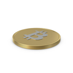 Minimal Golden Bitcoin Coin with White Symbol Isolated on Transparent Background