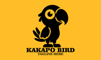 Kakapo bird cartoon vector illustration. kakapo bird cartoon icon, kakapo bird cartoon logo design and with yellow background