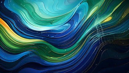 Abstract waves of color blending harmoniously in a fluid design.