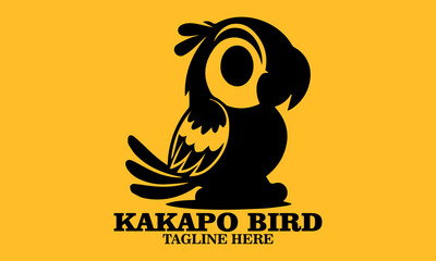 Kakapo bird cartoon vector illustration. kakapo bird cartoon icon, kakapo bird cartoon logo design and with yellow background