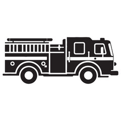 Fire Truck silhouette with high detail and bold lines &ndash; Fire Truck illustration &ndash; Minimalist Fire Truck vector &ndash; Vehicle silhouette

