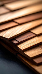 Close-up view of wooden panels arranged meticulously, highlighting varying shades and textures. The warm tones create an inviting atmosphere in a well-lit setting.
