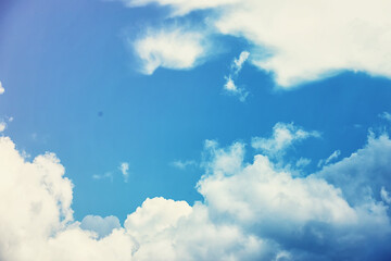 High clouds in the summer sky. Sky background. Meteorological observations of the sky.