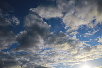 Summer blue sky cloud gradient light white background. Beauty clear cloudy in sunshine calm bright winter air bacground. Gloomy vivid cyan landscape in environment day horizon skyline view spring wind