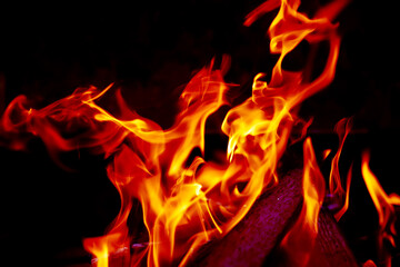 Background of the flame in the oven. Overlay layer. Tongues of fire in a fireplace.