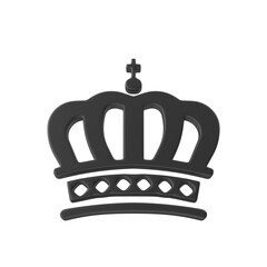 Black Crown Icon with Cross Isolated on Transparent Background